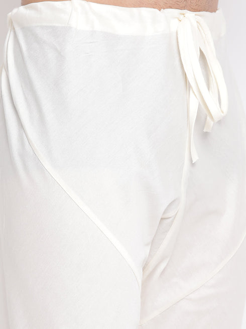 Vastramay Men's Cream Viscose Rayon Kurta Pyjama Set